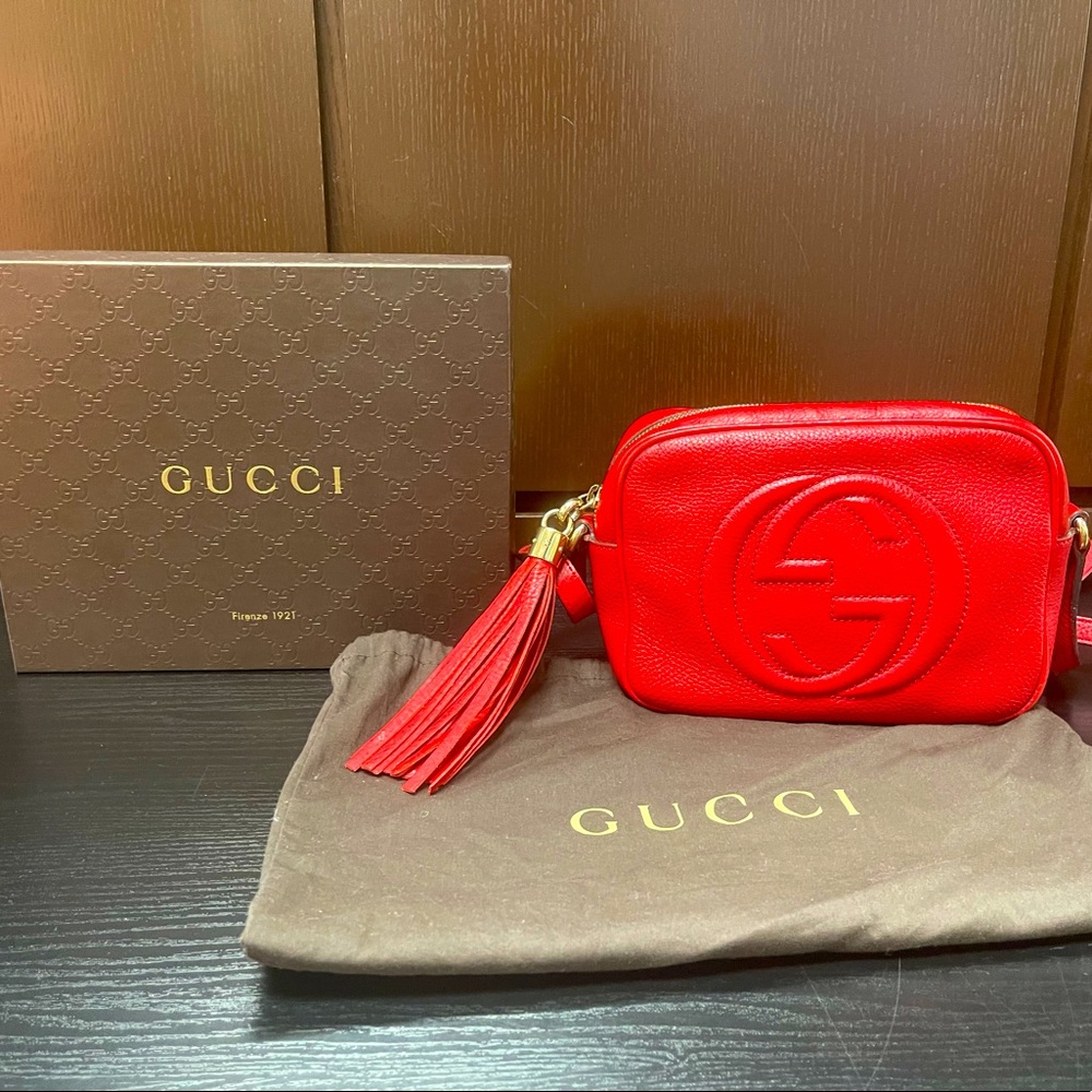 RED SOHO SMALL GUCCI LEATHER DISCO BAG